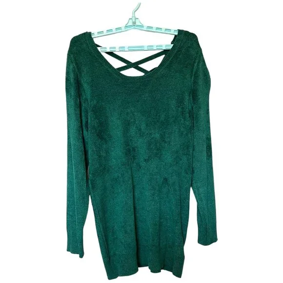 Torrid Women's Green Cage Back Tunic Size 2 Rayon/Nylon Blend - Picture 3 of 14